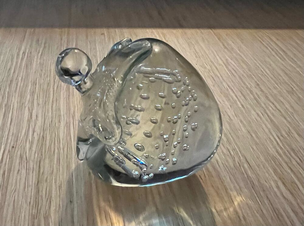 Vintage Strawberry Paperweight Art Clear Glass Controlled Bubbles 4" Wide